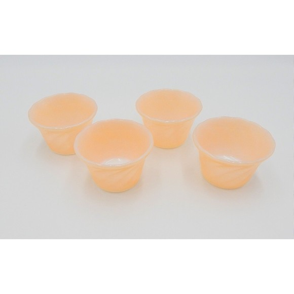 Anchor Hocking Fire King Peach Lustre Fruit Berry Custard 3-7/8 Bowls Set of 4 - Picture 1 of 9